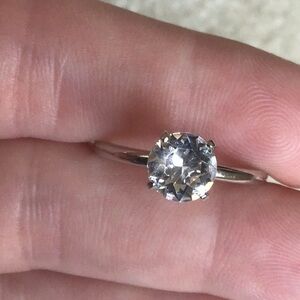 Sparkling Raised Stone Faux Diamond Ring, Silver Toned